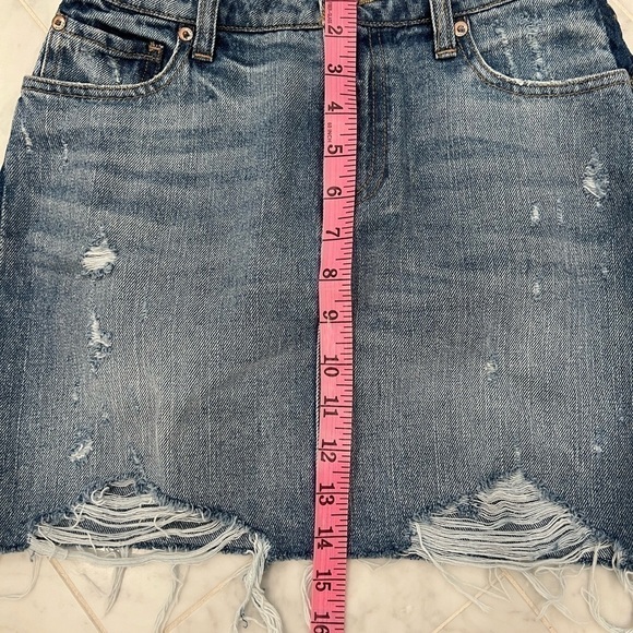 PISTOLA Sierra high waisted side stripe mini distressed denim skirt size 26 - Picture 8 of 8